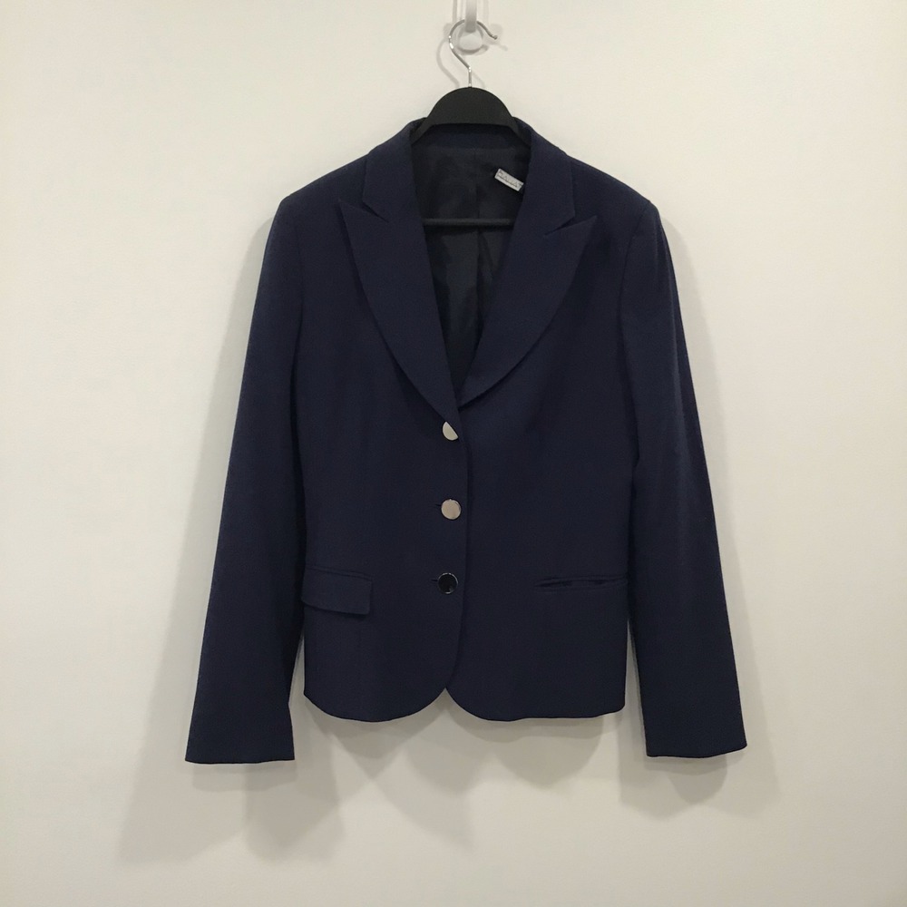 Tahari Blazer Womens Size M Navy Blue Tailored 3-Button Professional Jacket - Picture 4 of 14